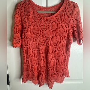 Elegant Crochet Coral Top, PTP: 21”
